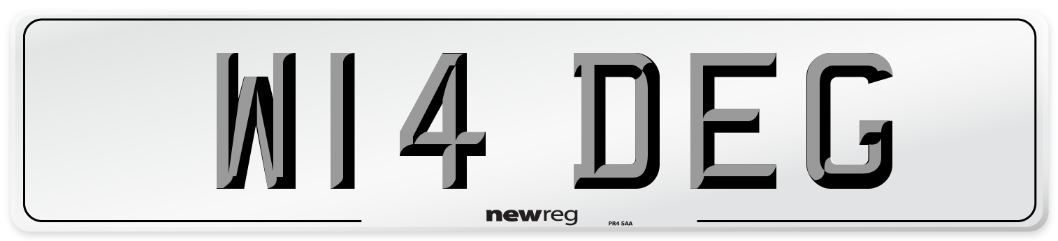 W14 DEG Number Plate from New Reg